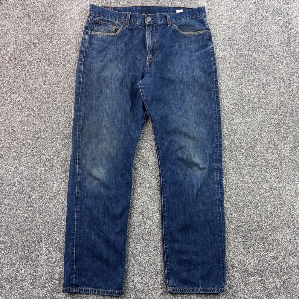 Lucky Brand Jeans Mens 36x32 Blue Dark Wash Denim Straight Leg Baggy